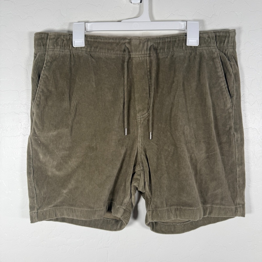 Faherty Shorts Mens 2XL Green Corduroy Elastic Waist Drawstring Casual‎ 6"